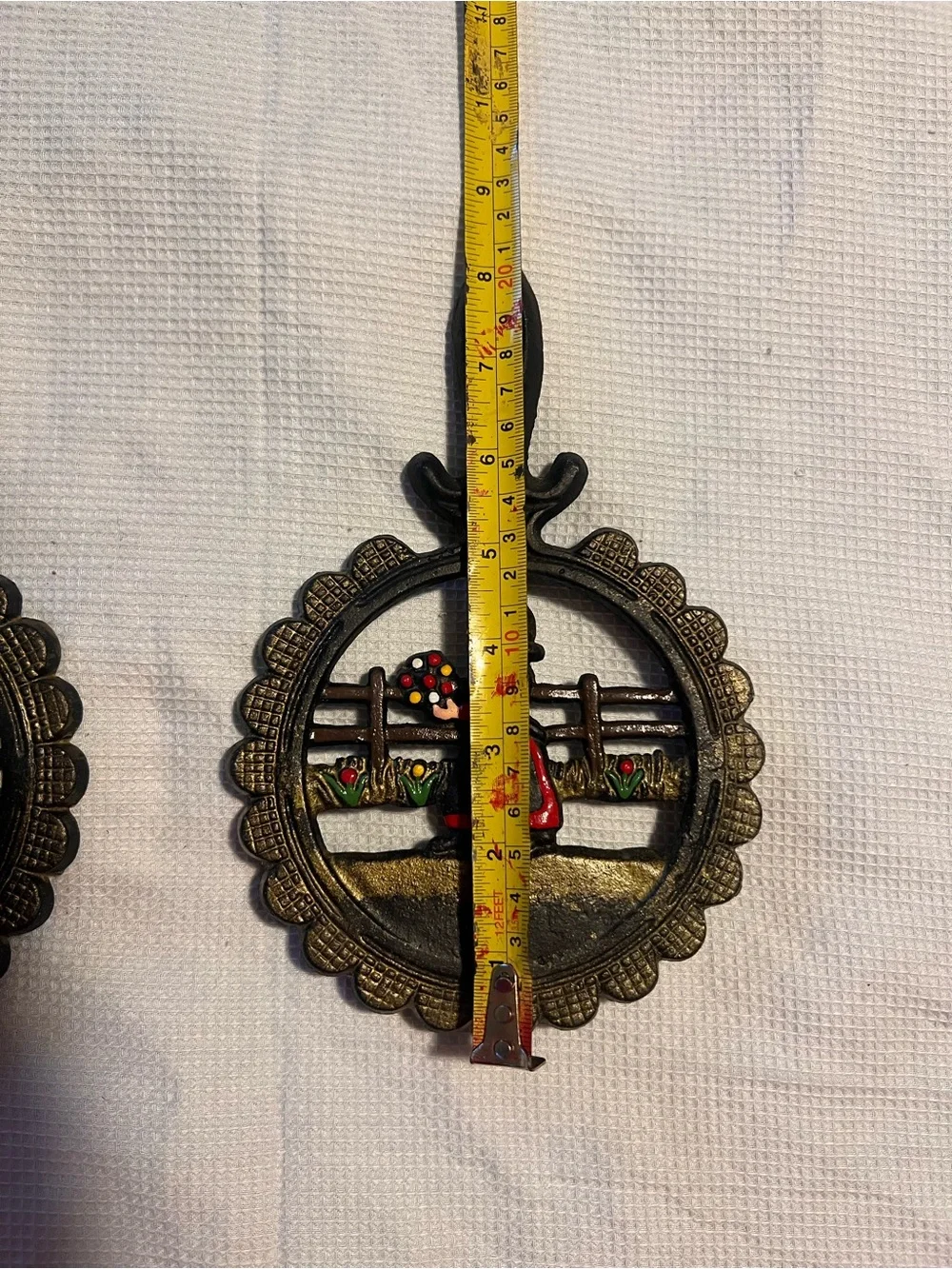 Dalecraft Cast Iron Amish Trivets - Vintage Hand-Painted Folk Art Man & Woman